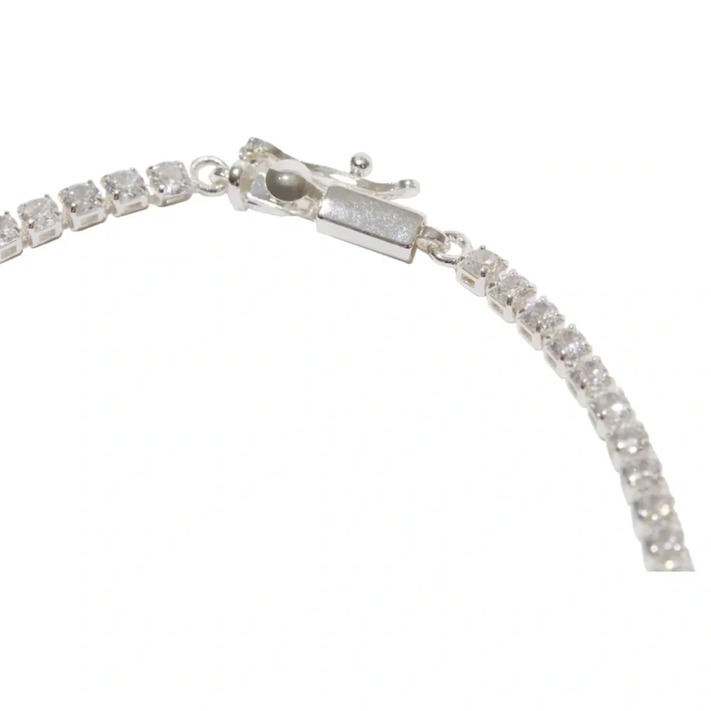 THE PRONG-SET TENNIS NECKLACE- SILVER - Picture 3 of 5